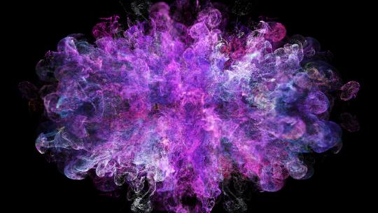 唯美紫色粉末粒子爆炸彩色流体粒子特效视频