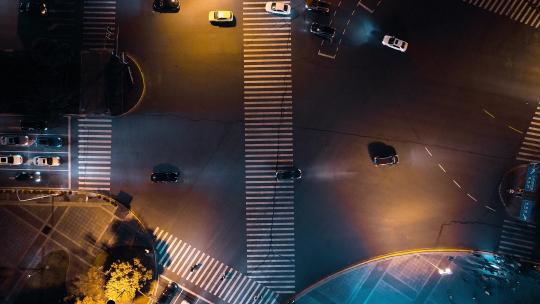 俯拍陆家嘴CBD夜景