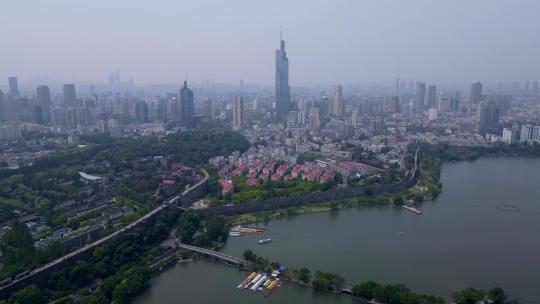 4k 航拍江苏南京城市建筑天际线