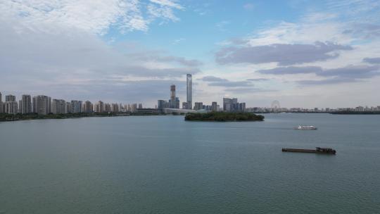 航拍江苏苏州金鸡湖5A景区视频素材模板下载