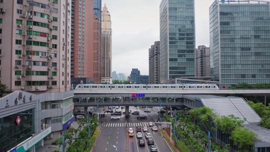 4K武汉三阳路地铁轻轨航拍视频素材模板下载