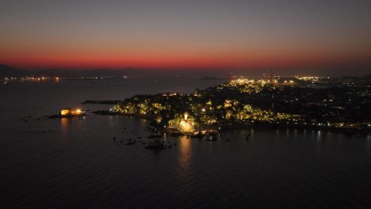 福建厦门鼓浪屿夜景风光航拍