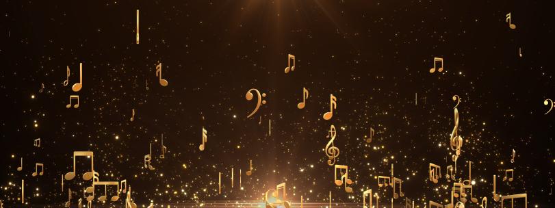 三维黄金音符粒子上升02-透明通道