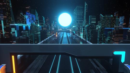 以科幻月亮未来城市插图 无缝循环4K