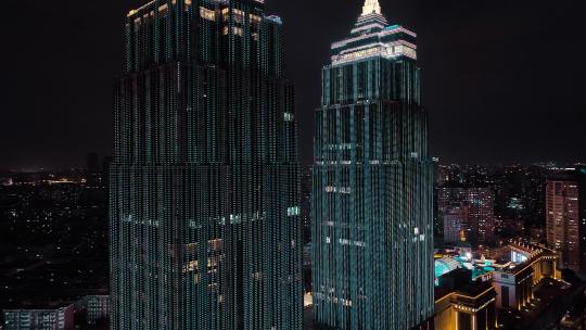 上海环球港夜景航拍视频素材模板下载