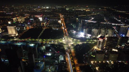 河南 郑州 城市 夜景 交通 航拍