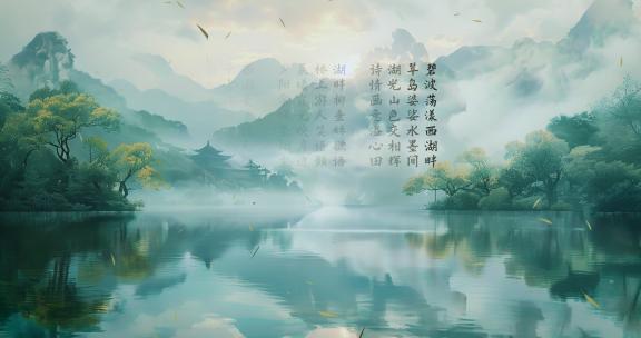 国风山水画落叶04（ae模版）中国风背景