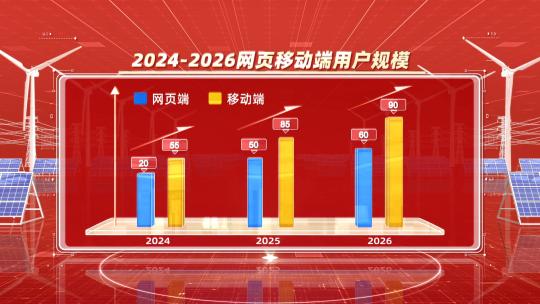 红色科技柱状图图表数据新能源国家电网电塔