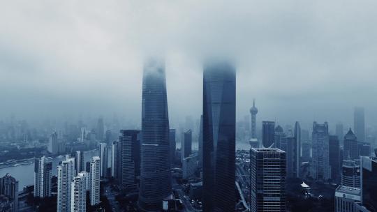 上海陆家嘴CBD航拍空镜