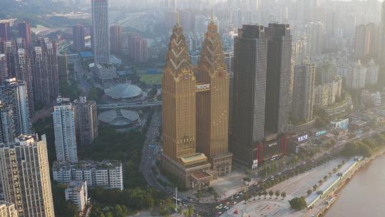 重庆地标建筑喜来登大厦航拍素材