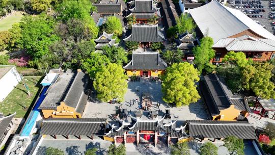 上海龙华寺航拍徐汇地标上海寺庙上海宝塔