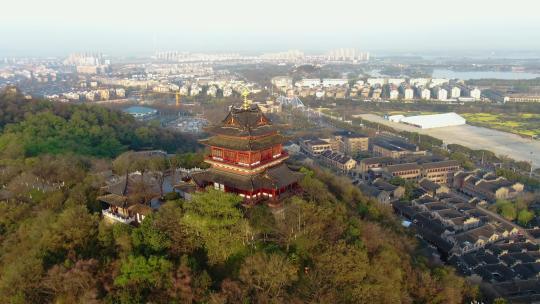 航拍镇江旅游景点古街西津渡地标建筑云台阁