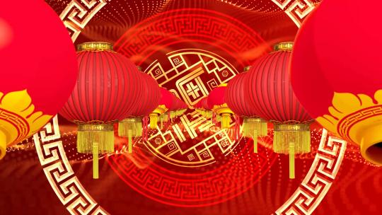 喜庆大红灯笼新年节日舞台背景视频