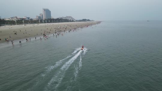 广西北海银沙滩航拍风光