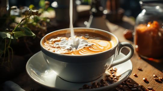 咖啡饮料咖啡制作杯子咖啡馆饮品冲咖啡拉花高清在线视频素材下载