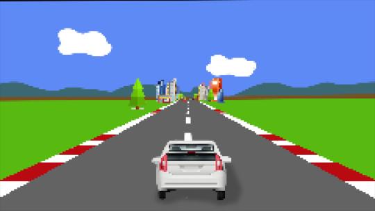 汽车在不同的道路上行驶 像素动画