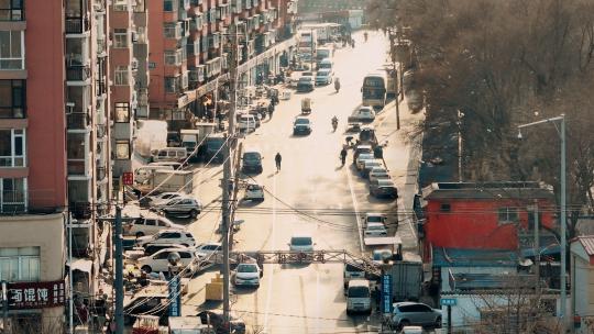 沈阳春季街景航拍风景