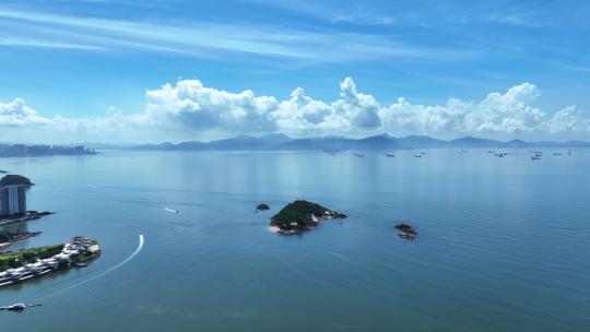 航拍广东惠州旅游小径湾海岛海景