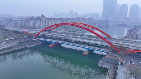 天津金钢桥天津地标京杭大运河引滦入津航拍