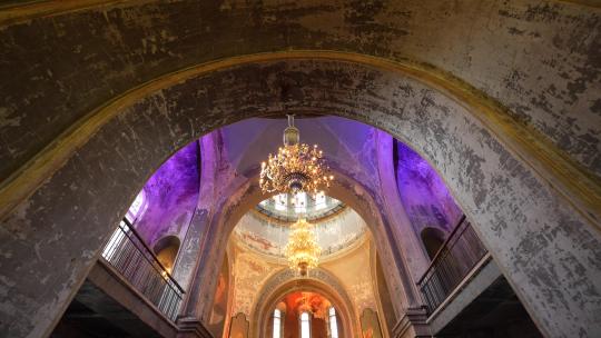 4K索菲亚教堂内部壁画装饰吊灯视频素材模板下载