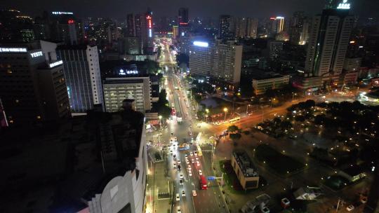 广西南宁城市夜景交通航拍