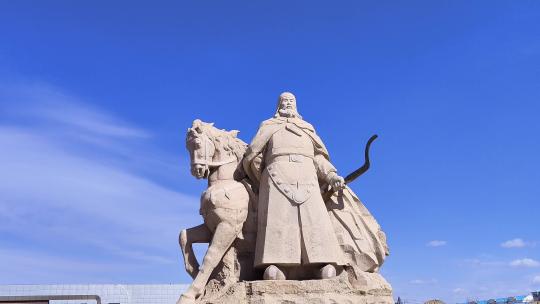 内蒙古额尔古纳市哈撒尔雕像视频素材模板下载