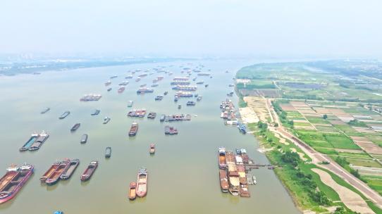 武汉建港码头航拍合集视频素材模板下载