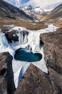冰岛Skutafoss雪山瀑布