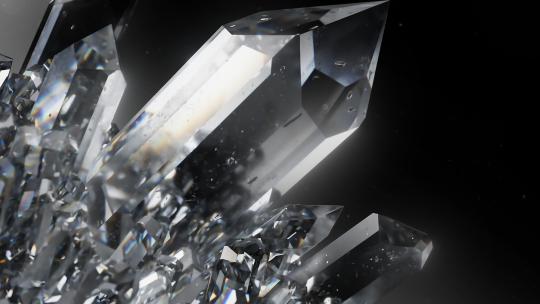 4k原创商用晶莹剔透三维玻璃水晶钻石生长