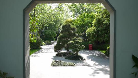 中式园林景观传统建筑公园小路通道