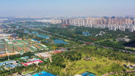 4K成都锦城公园桂溪公园城市绿色公园航拍