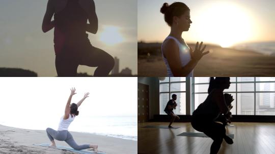 【合集】练习瑜伽健康生活视频素材模板下载