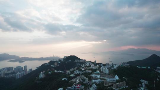 香港太平山顶航拍大景