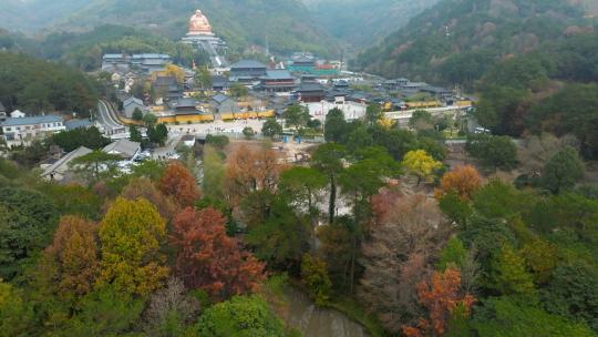 宁波溪口雪窦山秋色风光航拍