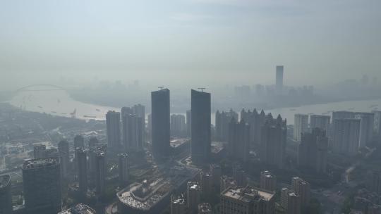 上海徐汇区清晨平流雾航拍