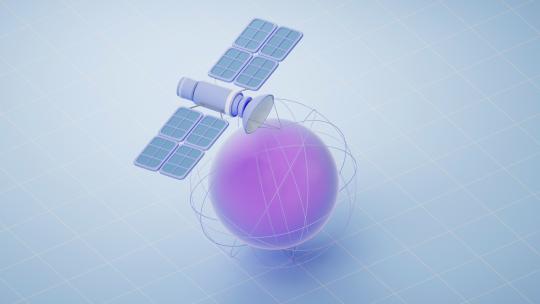 虚拟数字球体与卫星3D渲染