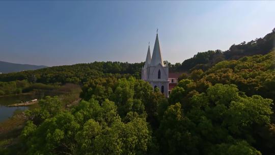 【fpv】穿越黄石团城山公园天主堂2视频素材模板下载