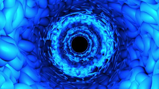 3D蓝色圆形隧道4K