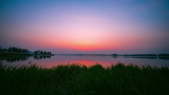 昆明草海湿地广角日出移动延时4k