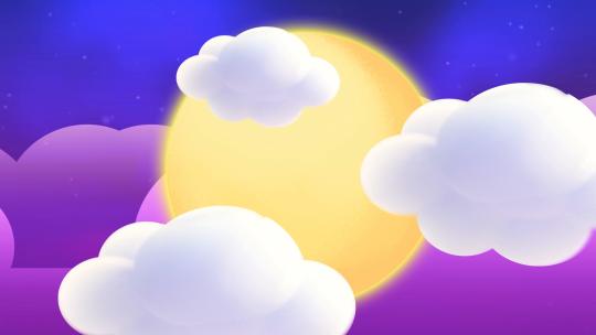 梦幻卡通云遮月月亮背景视频