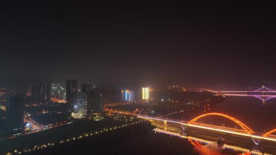 长沙岳麓区夜景航拍