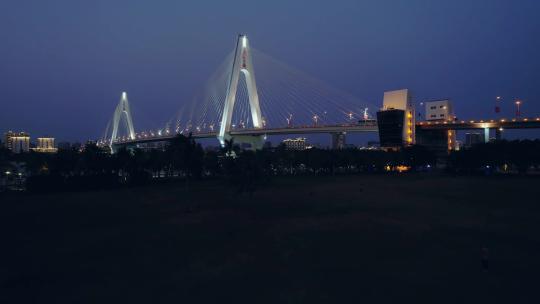 海口世纪大桥夜景航拍