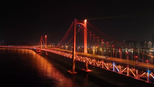 大连星海大桥夜景航拍