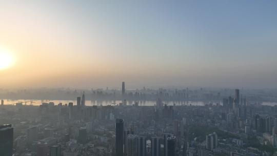 武汉沙湖商圈清晨航拍