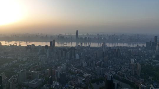 武汉沙湖商圈清晨航拍