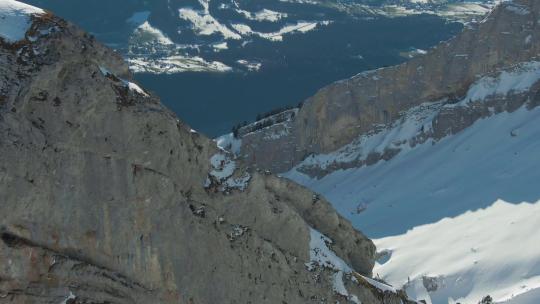 落基山脊。瑞士阿尔卑斯山，瑞士。鸟瞰图视频素材模板下载