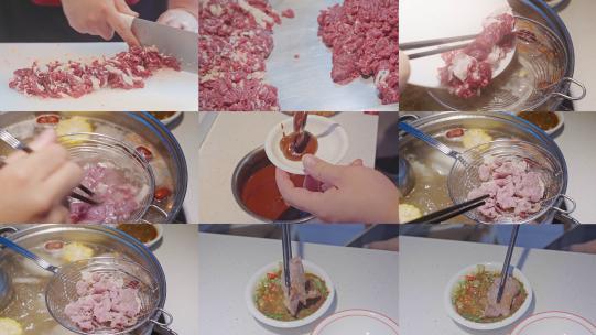 广东潮汕地区美食鲜牛肉火锅合集高清在线视频素材下载