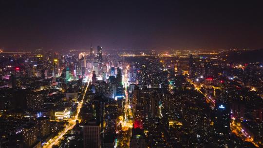 江苏南京城市夜景灯光航拍移动延时视频素材模板下载
