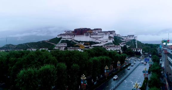 日光城拉萨建筑航拍西藏著名景点城市素材