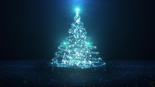 圣诞树-蓝色视频素材模板下载